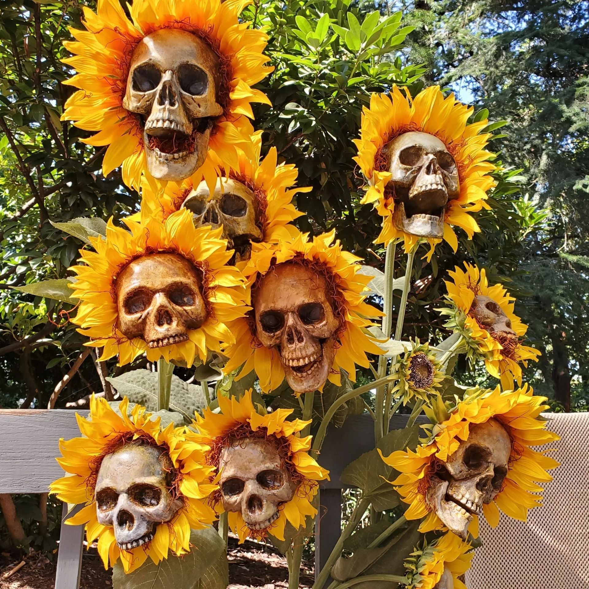 Halloween DIY Sunflower Skull Decor