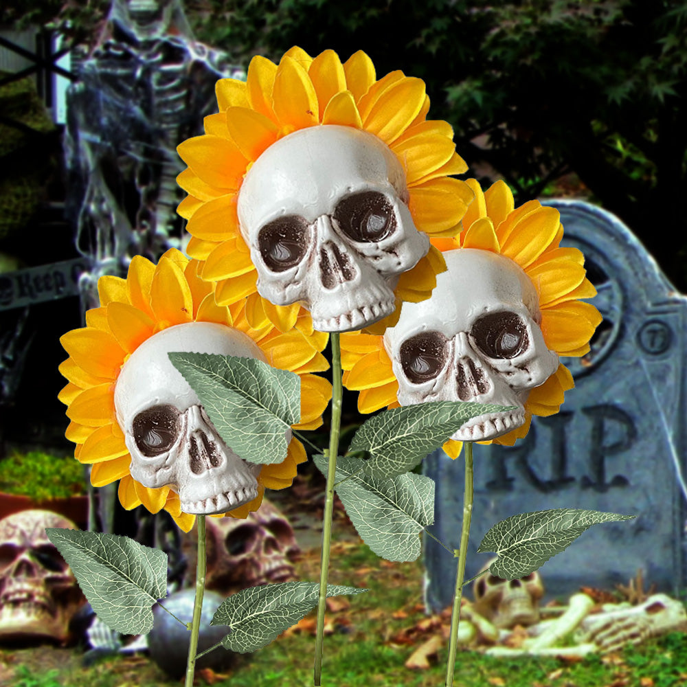 Halloween DIY Sunflower Skull Decor