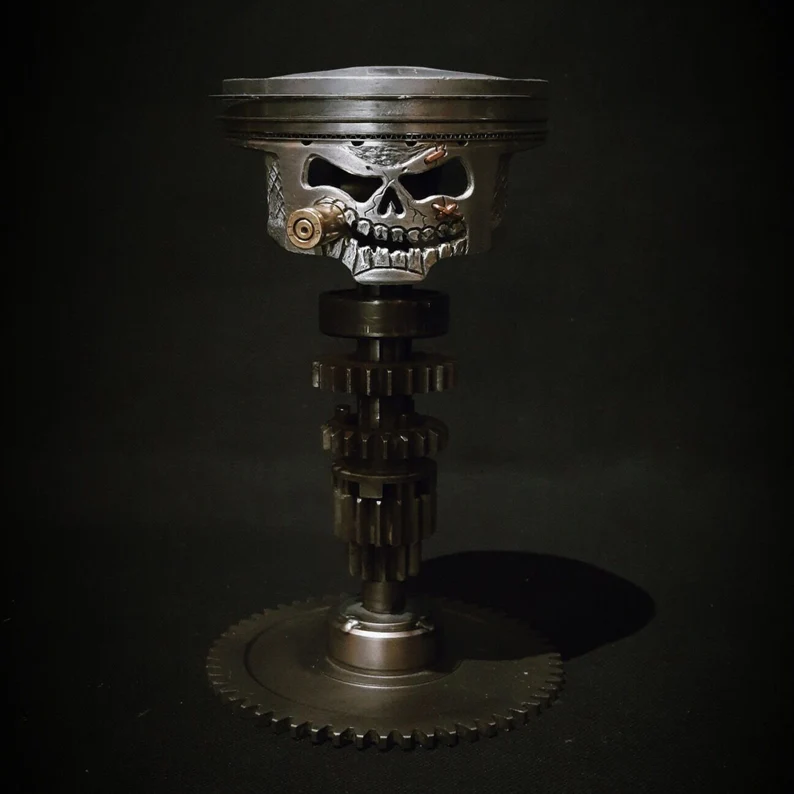 💀Piston Skull Face Sculpture💀